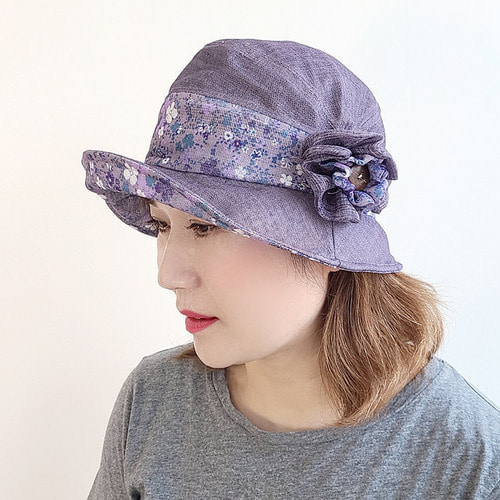 플라워띠 메쉬 벙거지 버킷햇 중년 여성 모자