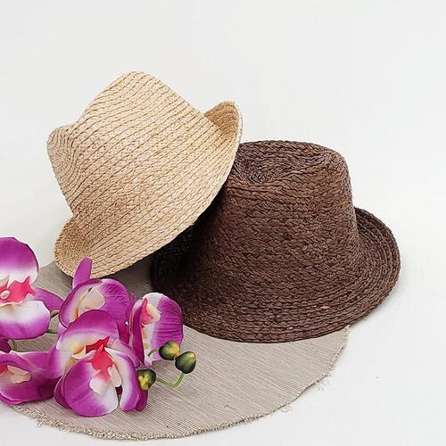 퓨어 밀짚 라피아 왕골 라탄 페도라 버킷햇 여름 모자