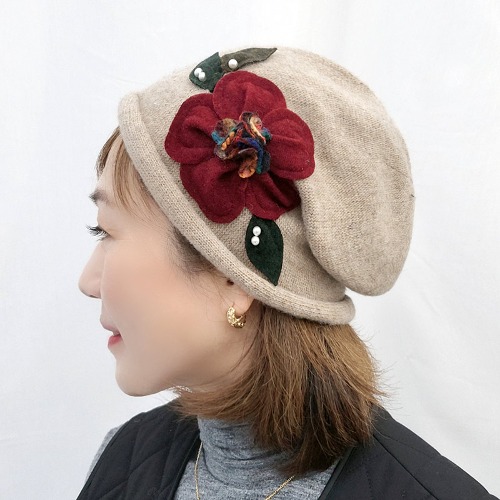 니트 중년여성 두건 비니 가을 겨울 모자