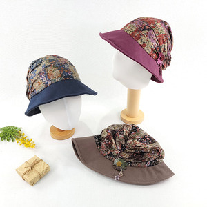퀼팅무늬 입체꽃 가을 겨울 벙거지 중년 여성 버킷햇 보넷 모자