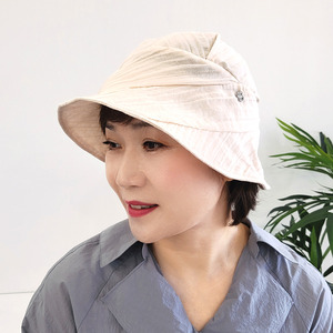링클 회오리 여름 벙거지 썸머 버킷햇 중년 여성 모자