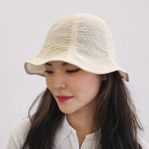 도트튤립 벙거지 버킷햇 보넷 여성 여름 면 모자