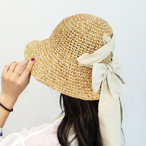 허니문 밀짚 벙거지 버킷햇 지사 보넷 여성 여름 모자