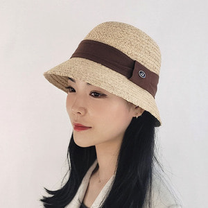 JJ 라피아 벙거지 버킷햇 보넷 여성 여름 밀짚 모자