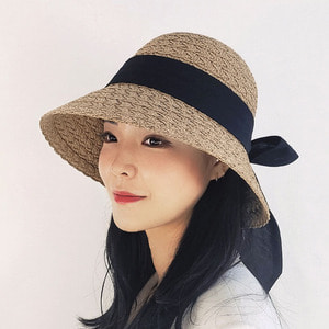 대박리본 밀짚 벙거지 버킷햇 보넷 여성 여름 지사 모자