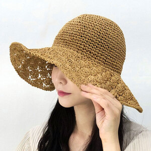 르쁘띠 밀짚 왕골 여름 여행 비치 여성 모자