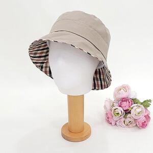 스트링체크 벙거지 버킷햇 보넷 중년여성 봄 여름 모자