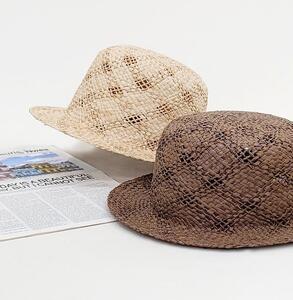 펀칭 라피아 밀짚 왕골 라탄 보터햇 여름 모자