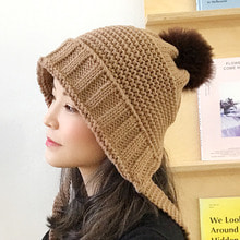 가을 겨울 심플 니트 후드 보넷 귀달이 벙거지 여자 모자