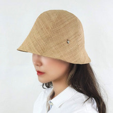 내추럴 라피아 밀짚 벙거지 버킷햇 여름 여성 보넷 모자