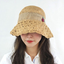 믹스니팅 밀짚 벙거지 버캣햇 보넷 여성 여름 모자