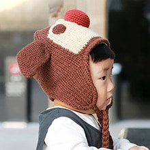 유아동 겨울 니트 털 펭귄 귀달이 모자