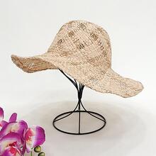 펀칭 라피아 밀짚 왕골 라탄 와이드 버킷햇 여름 모자