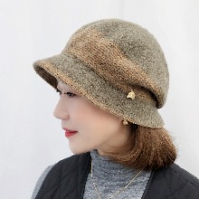 중년여성 니트 벙거지 버킷햇 투톤 가을 겨울 모자